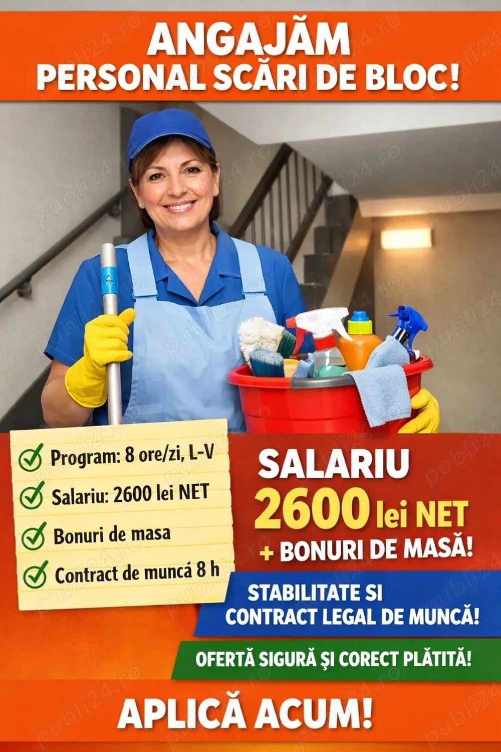 Personal curatenie scari de bloc