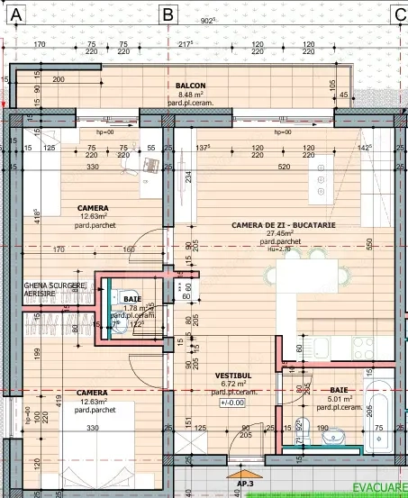 Apartament de 3 Camere, bloc nou, zona Tudor