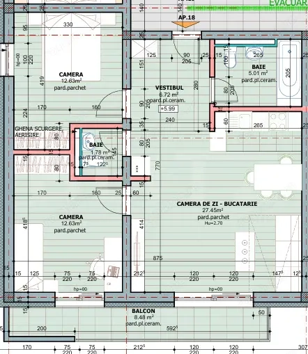 Apartament 3 camere, 66.22 mp, zona Tudor 