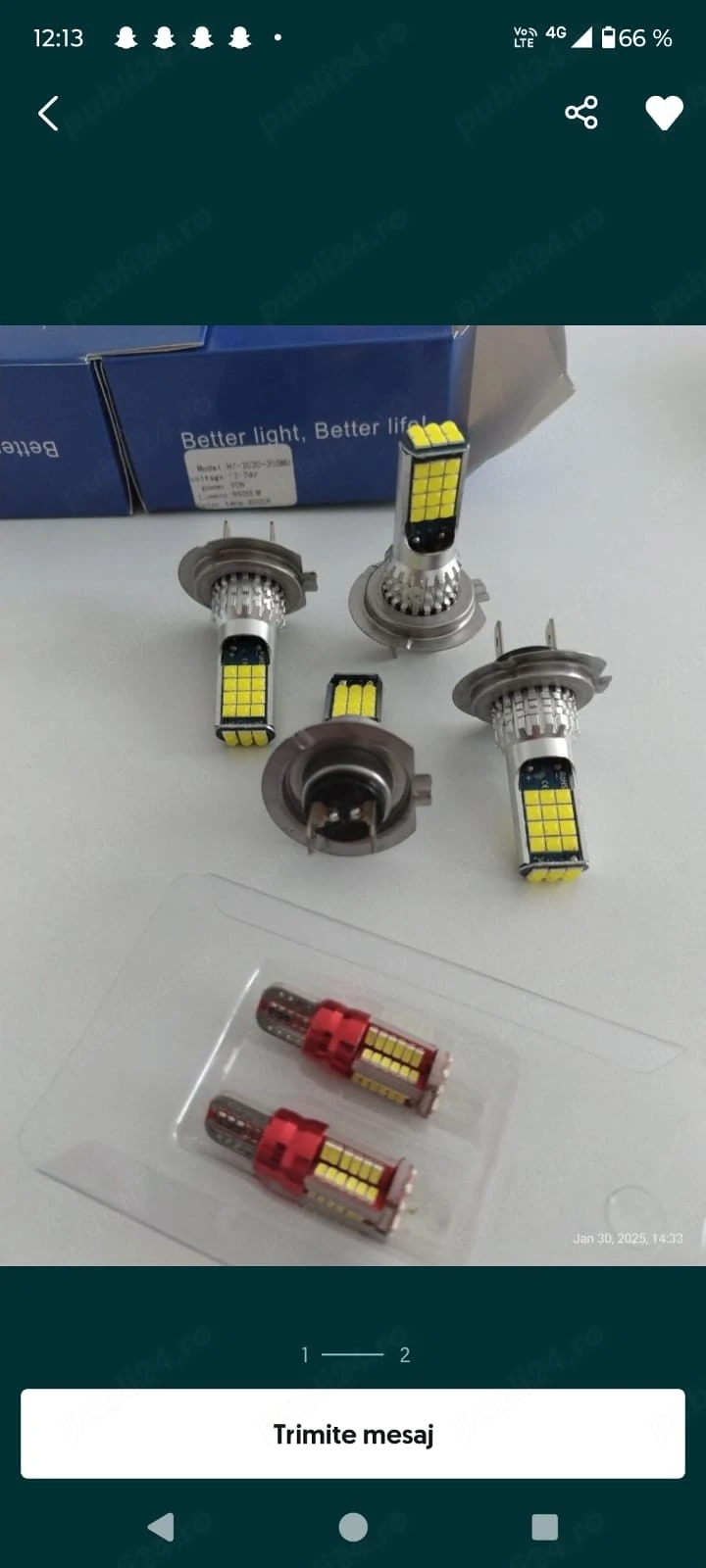 Pachet faza lunga/faza scurta cu 4 becuri led H7 + 2 becuri T10