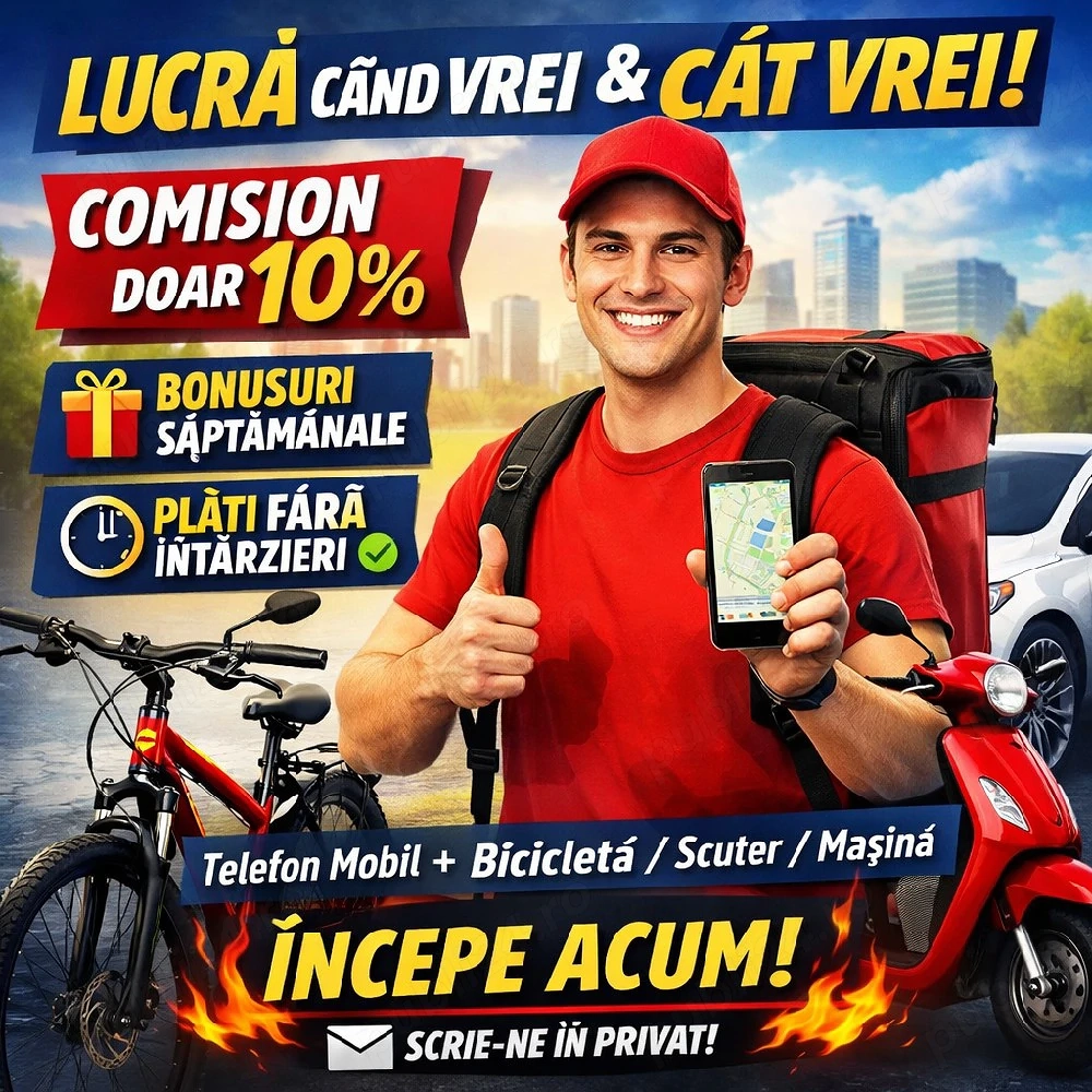 Flotă curieri Bolt Food Wolt Glovo 