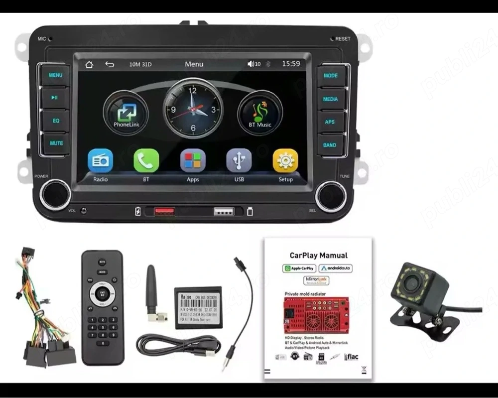 Navigatie 7 inch HD CarPlay Android VW Skoda Seat + Camera Marsarier CADOU