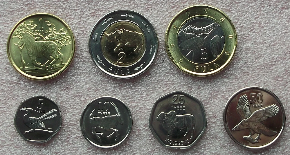 Monede Botswana 5 10 25 50 Thebe si 1 2 5 P**a 2013 UNC