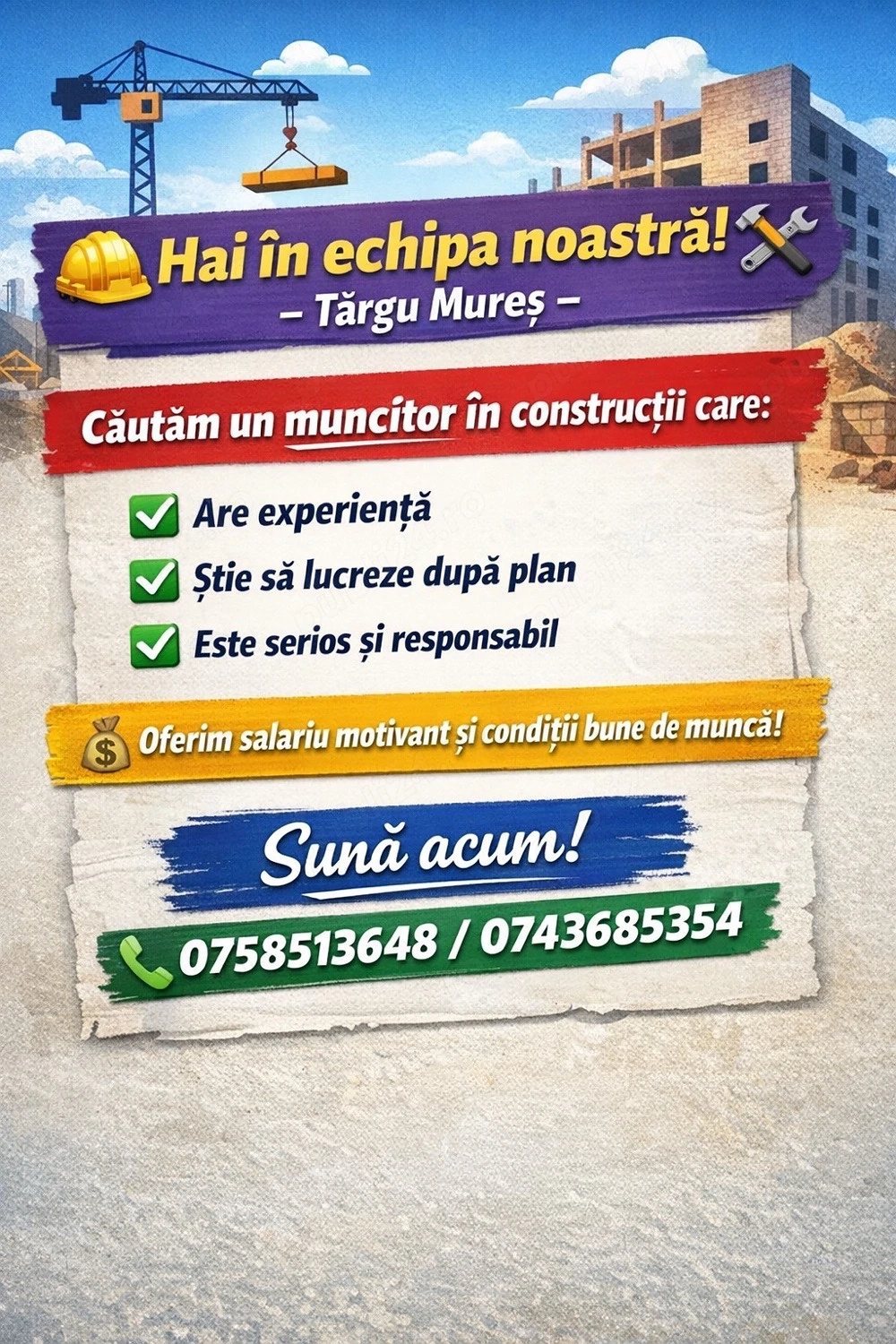 Angajez muncitori in constructii