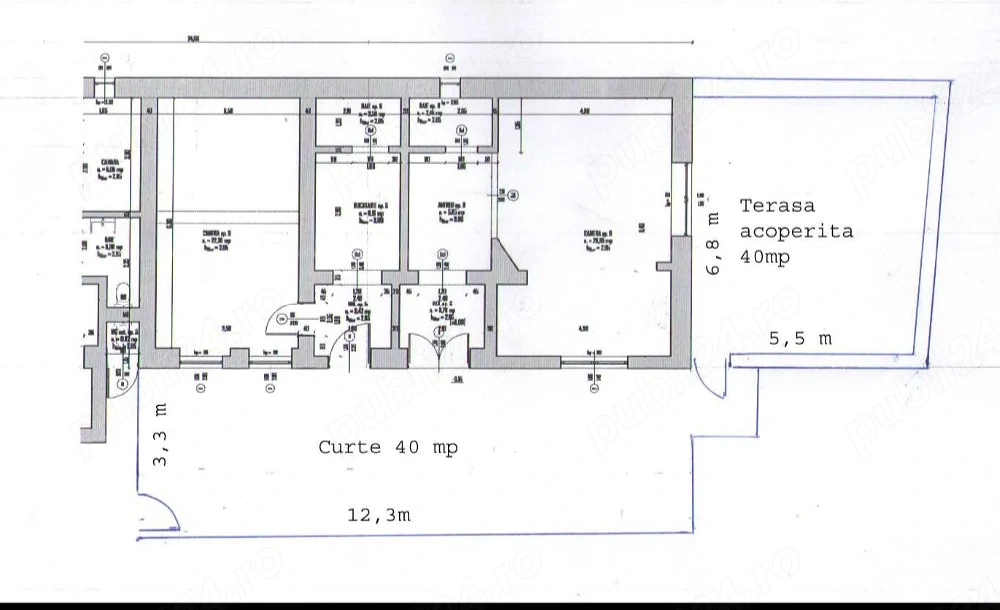 Vand central 2 apartamente, 100 mp
