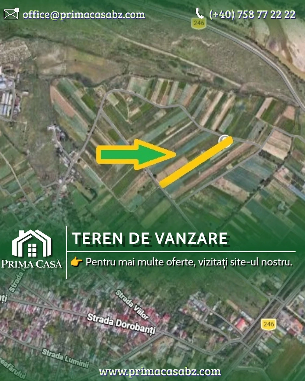 Teren intravilan   zona Dorobanti   suprafata 4.400mp   deschidere 18m   Pret: 4  mp  