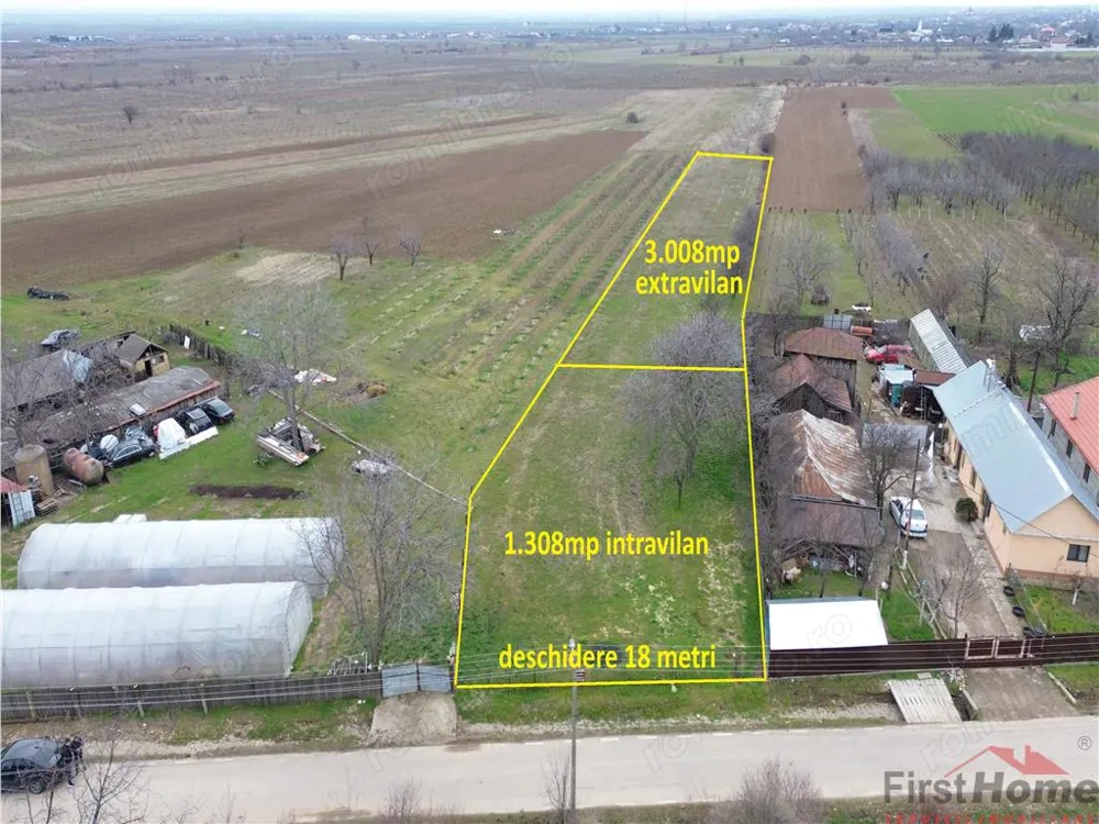 Teren intravilan 1.308mp + 3.008mp extravilan in Urechesti de vanzare