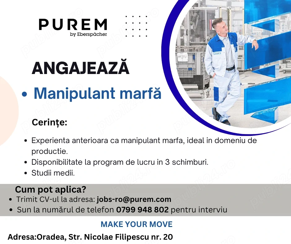 Purem Oradea angajeaza Manipulanti Marfa la 3 schimburi 