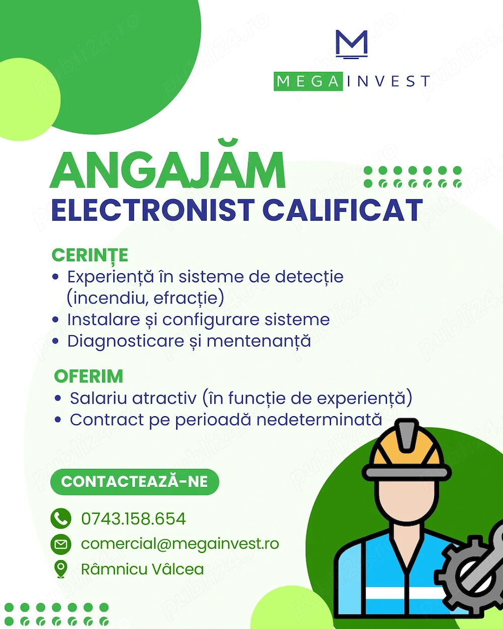 Angajăm ELECTRONIST CALIFICAT   Sisteme de detecție