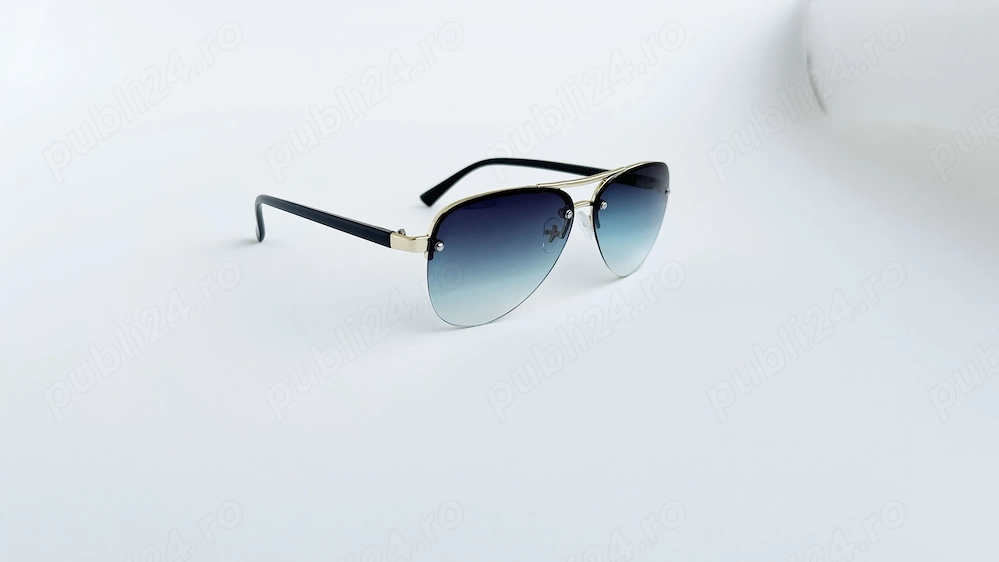 Ochelari de soare Aviator - Rama aurie Lentile Albastre Degrade