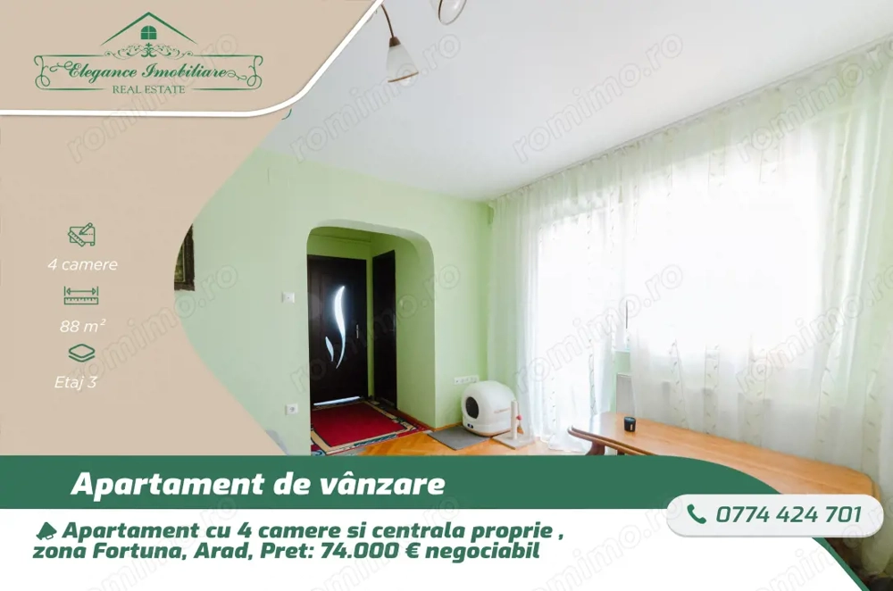 Apartament cu 4 camere,zona Fortuna, Arad