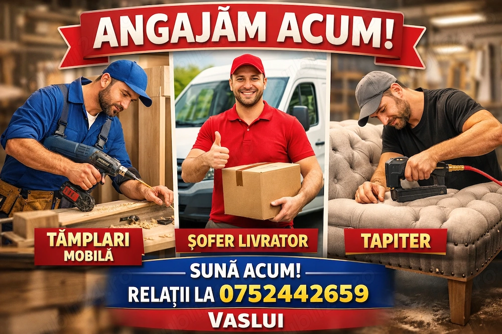Angajam tamplari mobila, sofer livrator si tapiter