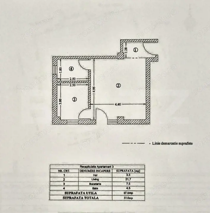 Apartament 1 cameră, 37 mp + curte proprie 83 mp, zona Galata
