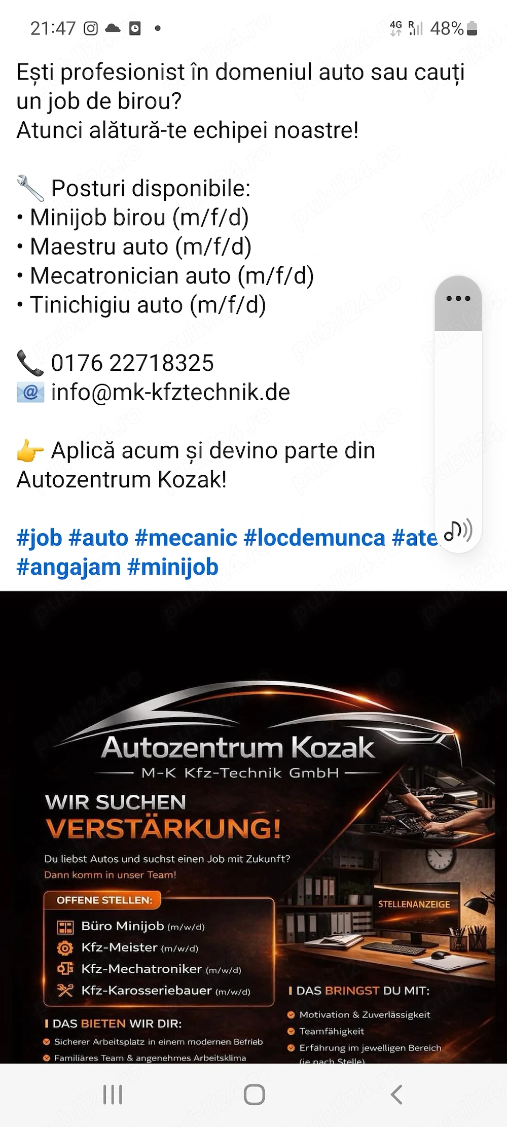 Angajăm Personal Autozentrum Kozak 