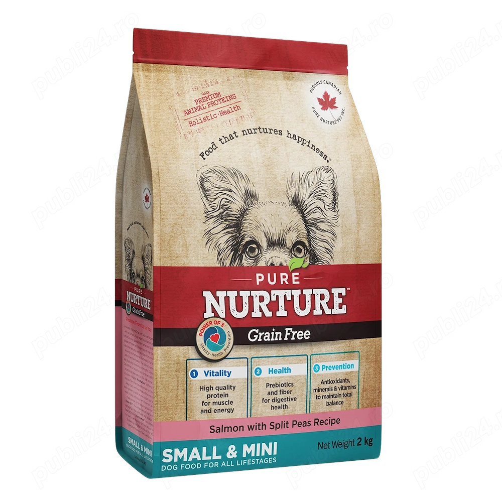 Pure Nurture - Hrana caini talie mica grain free somon 2kg fara cereale