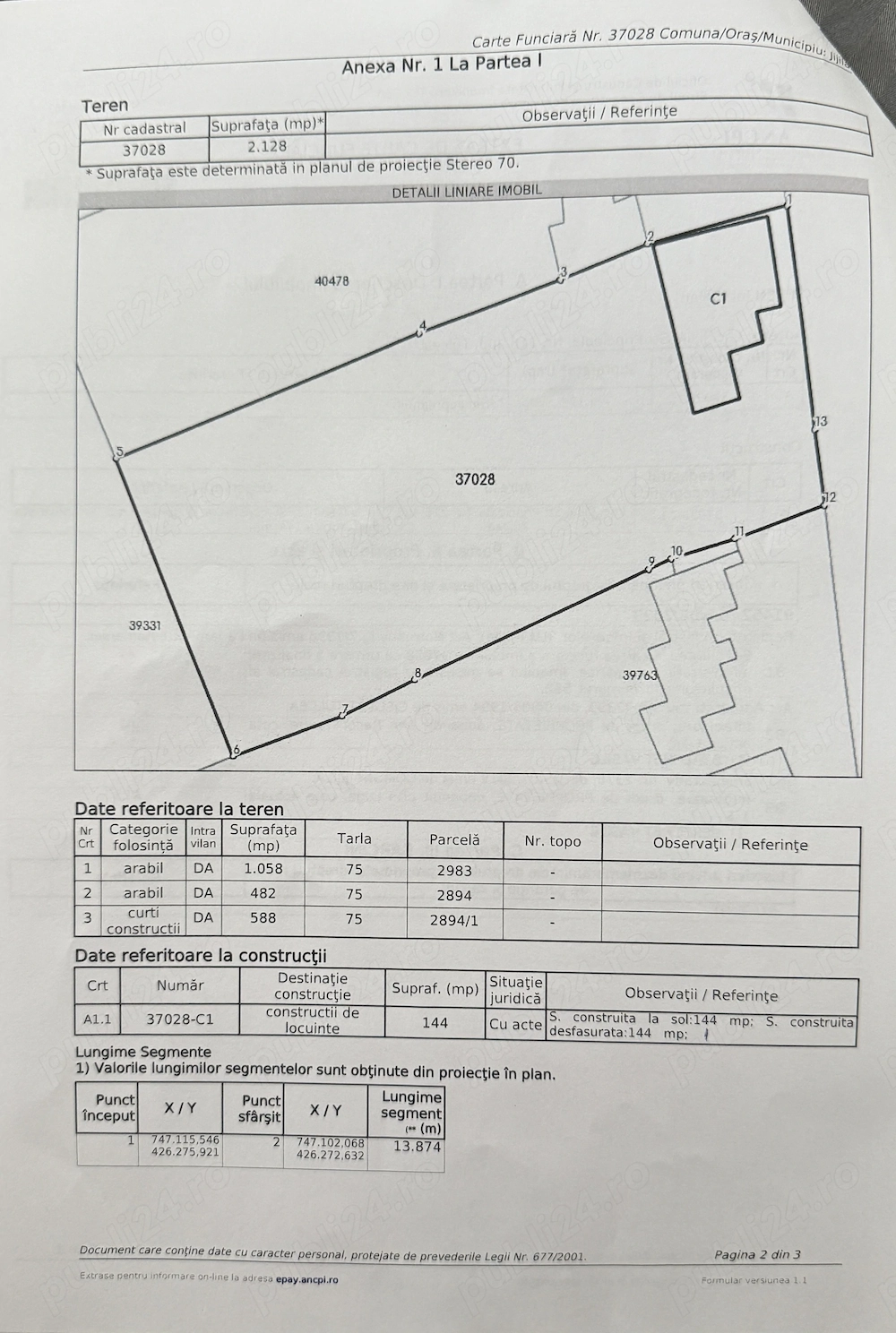 Teren intravilan 2.128 mp + casă bătrânească  Jijila, Tulcea