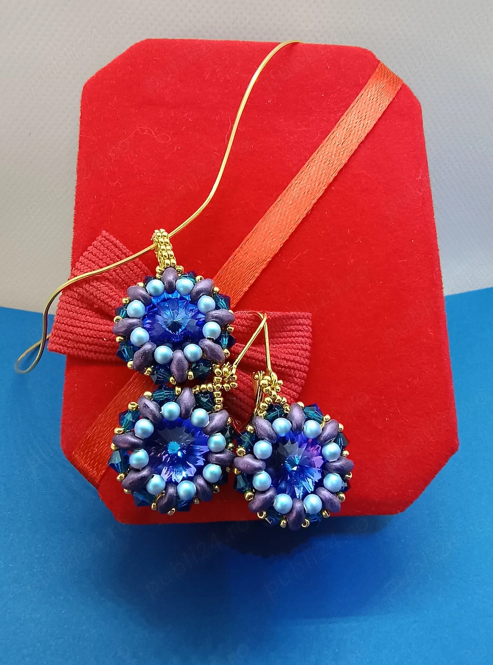 Set handmade cercei + pandantiv cu cristale Swarovski, Preciosa unicat