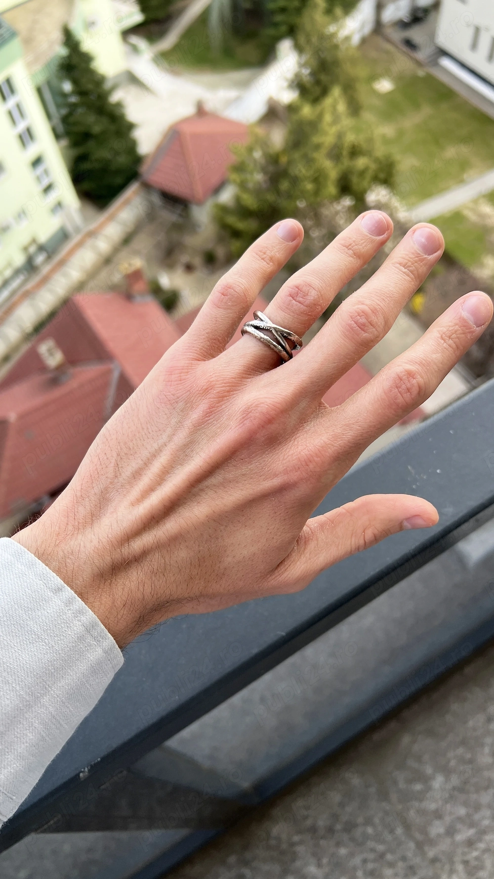 Inel Vintage placat cu argint - Inel argintiu pentru barbati