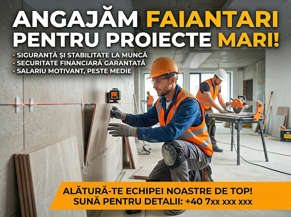 ANGAJARE IMEDIATĂ: Faianțari (Cu sau Fără Experiență)