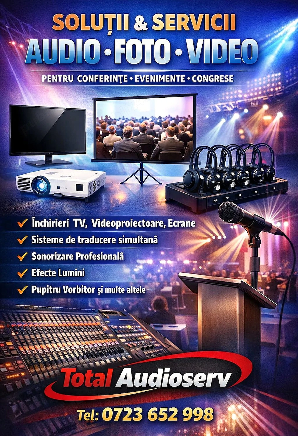 Sonorizare,video,boxe,efecte lumini.Instalare,verificare,montaj,consultanta,inchirieri