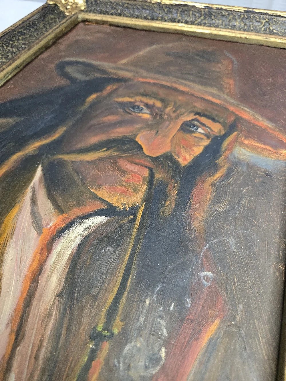 Set 2  tablouri: "Țigan bătrân cu pipă" și "Țigancă cu pipă "