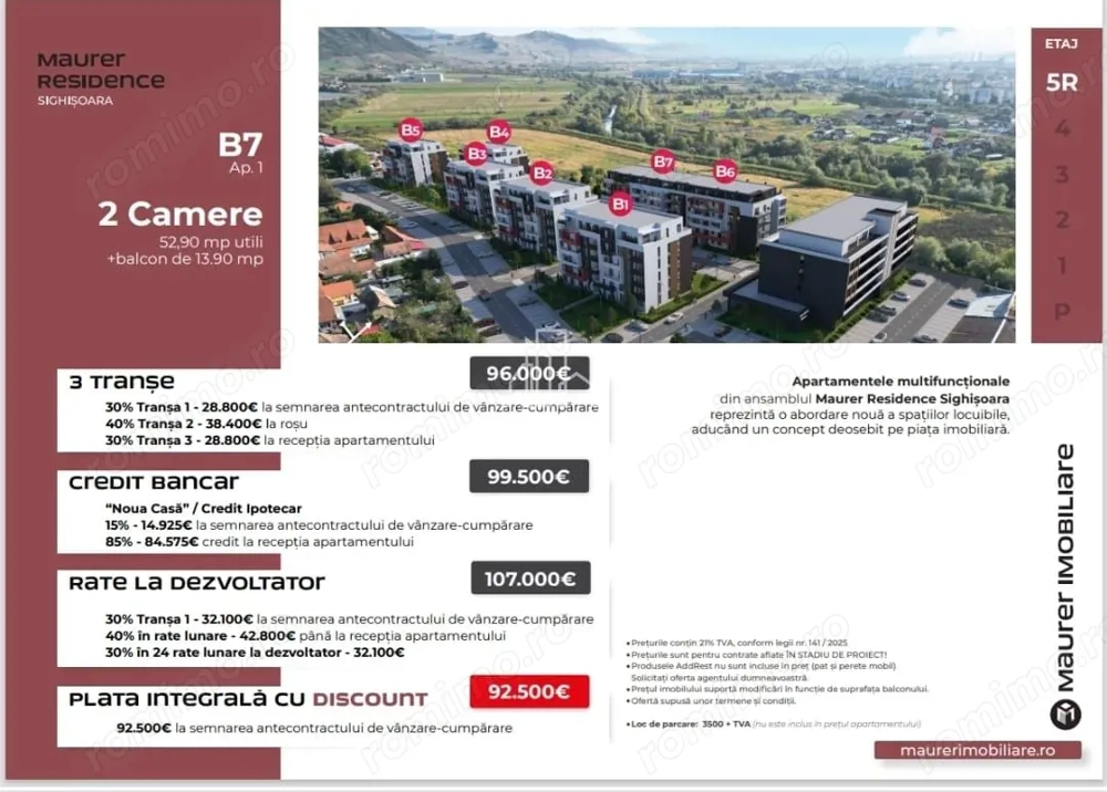 Apartament 2 camere, Maurer, Sighisoara