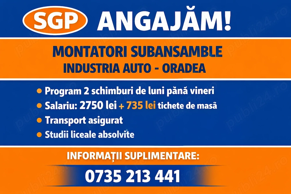 Angajam montatori subansamble - Oradea