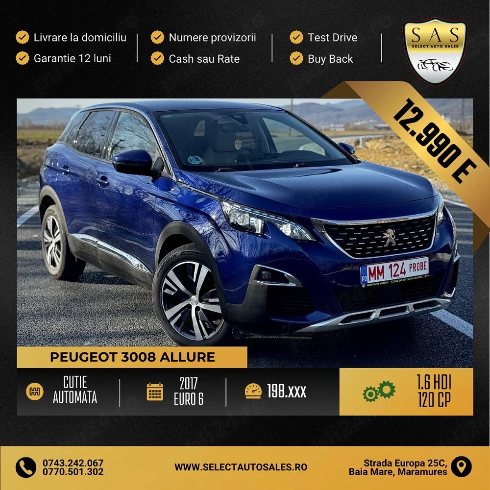 Peugeot 3008   1.6 Hdi   Cutie automata   Euro 6   cash sau rate 