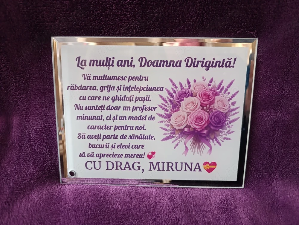 Tablou de sticlă personalizată cu poză și text 