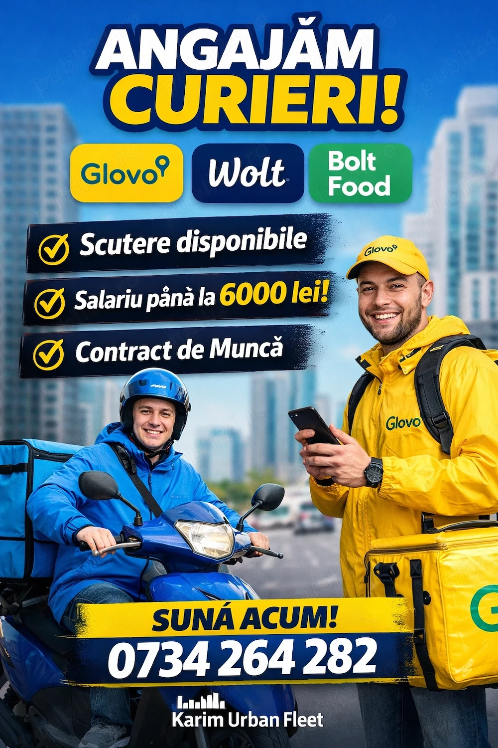 Angajăm curieri livrări mâncare   Glovo   Wolt   Bolt Food   București