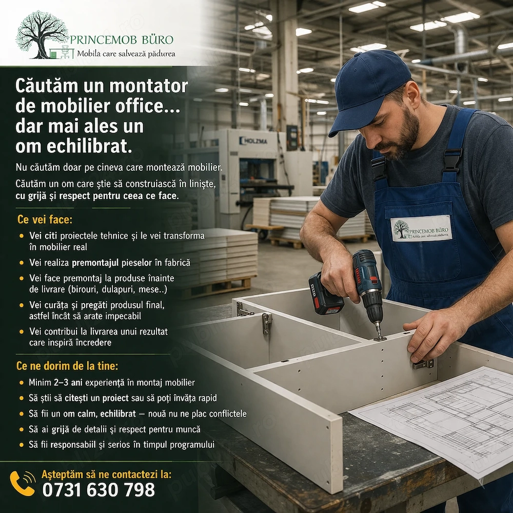 Montator mobilier office in fabrica