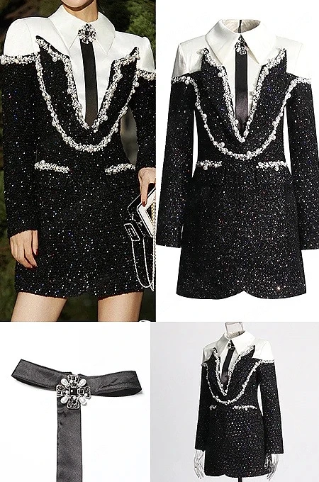 Rochie elegantă neagră cu detalii spectaculoase 