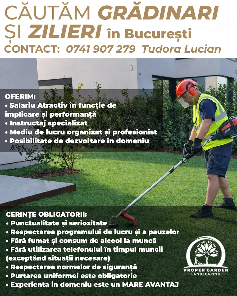 Căutăm Grădinari & Zilieri   București