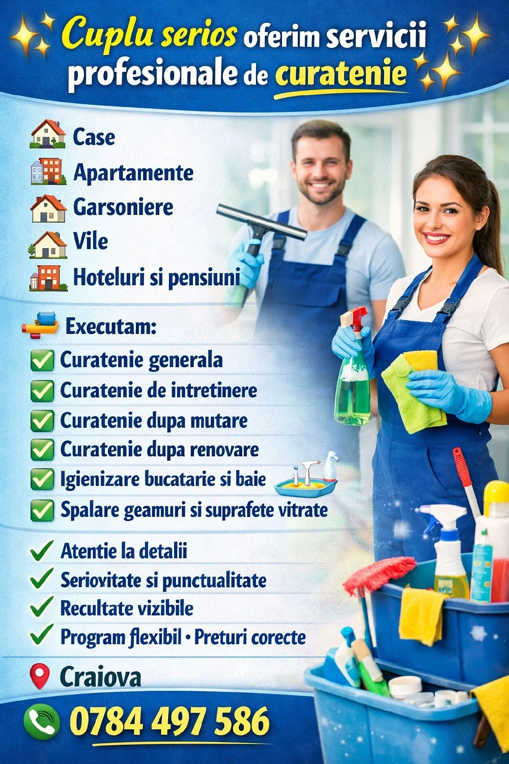   Cuplu serios oferim servicii profesionale de curatenie  