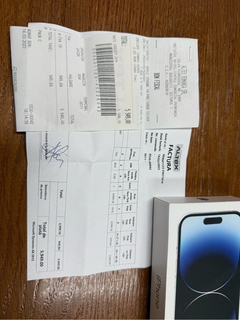 iPhone 14 Pro 128 gb Silver impecabil baterie 100%