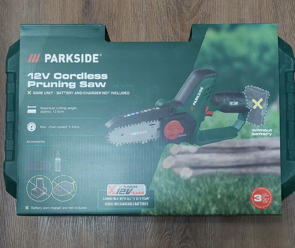 Mini drujba fierastrau electric Parkside 12 V,  12.5 cm taiere, Nou!