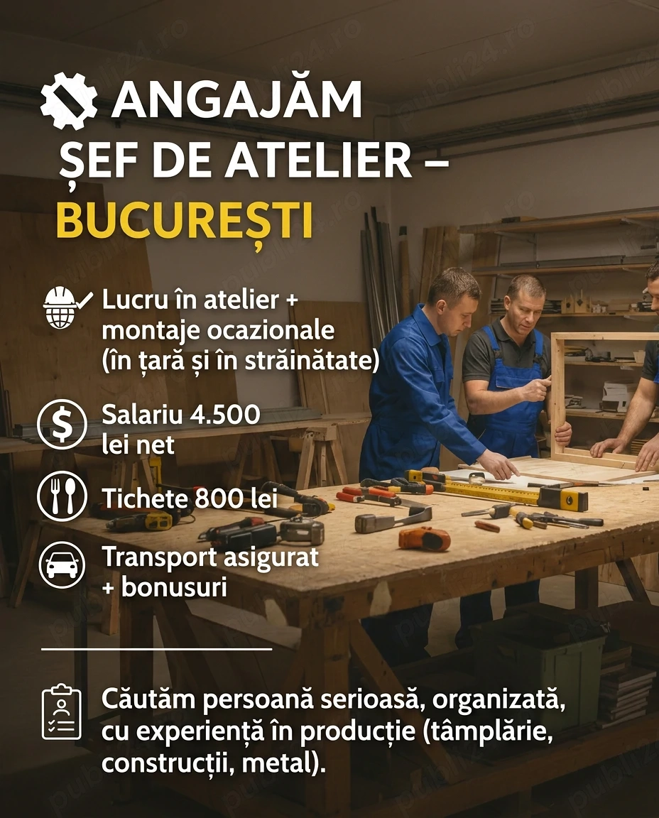Maistru atelier   sef atelier   Producție Standuri Expoziționale