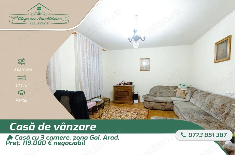 Casă cu 3 camere și teren de 572 m2, zona Gai, Arad