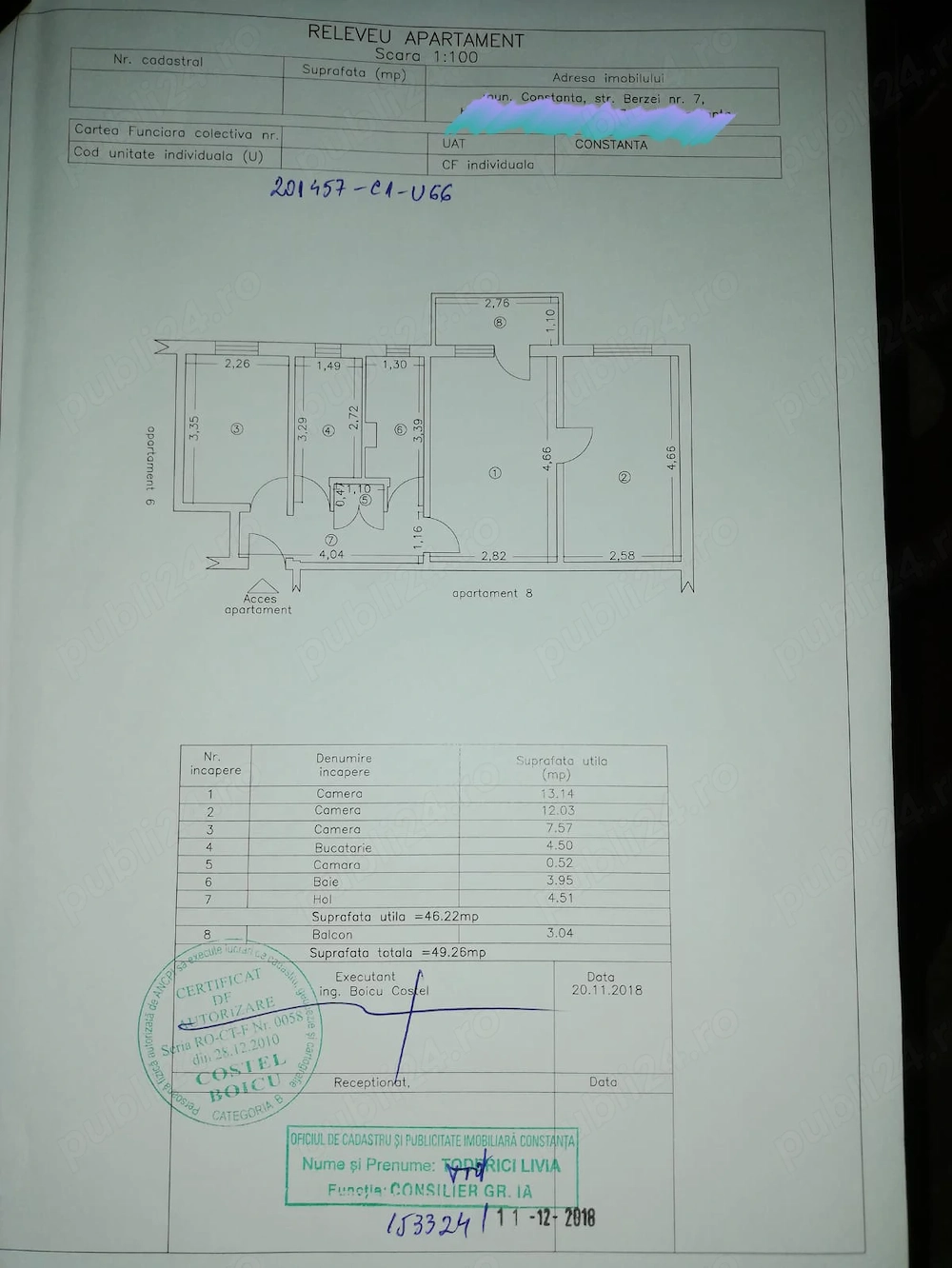 Vand Apartament 3 camere 55mp i.l caragiale