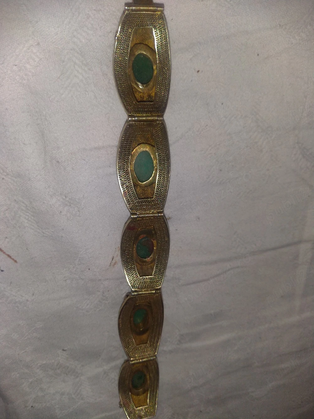 Bratara Veche făcută manual  China Argint Aurit Email Cu Jad Natural 1920