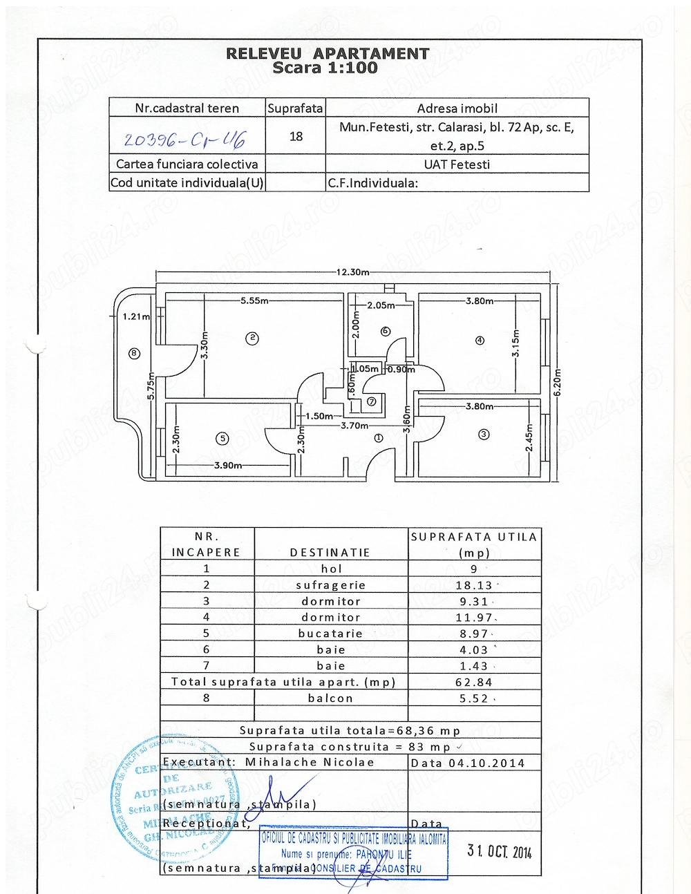 Apartament 3 camere decomandat