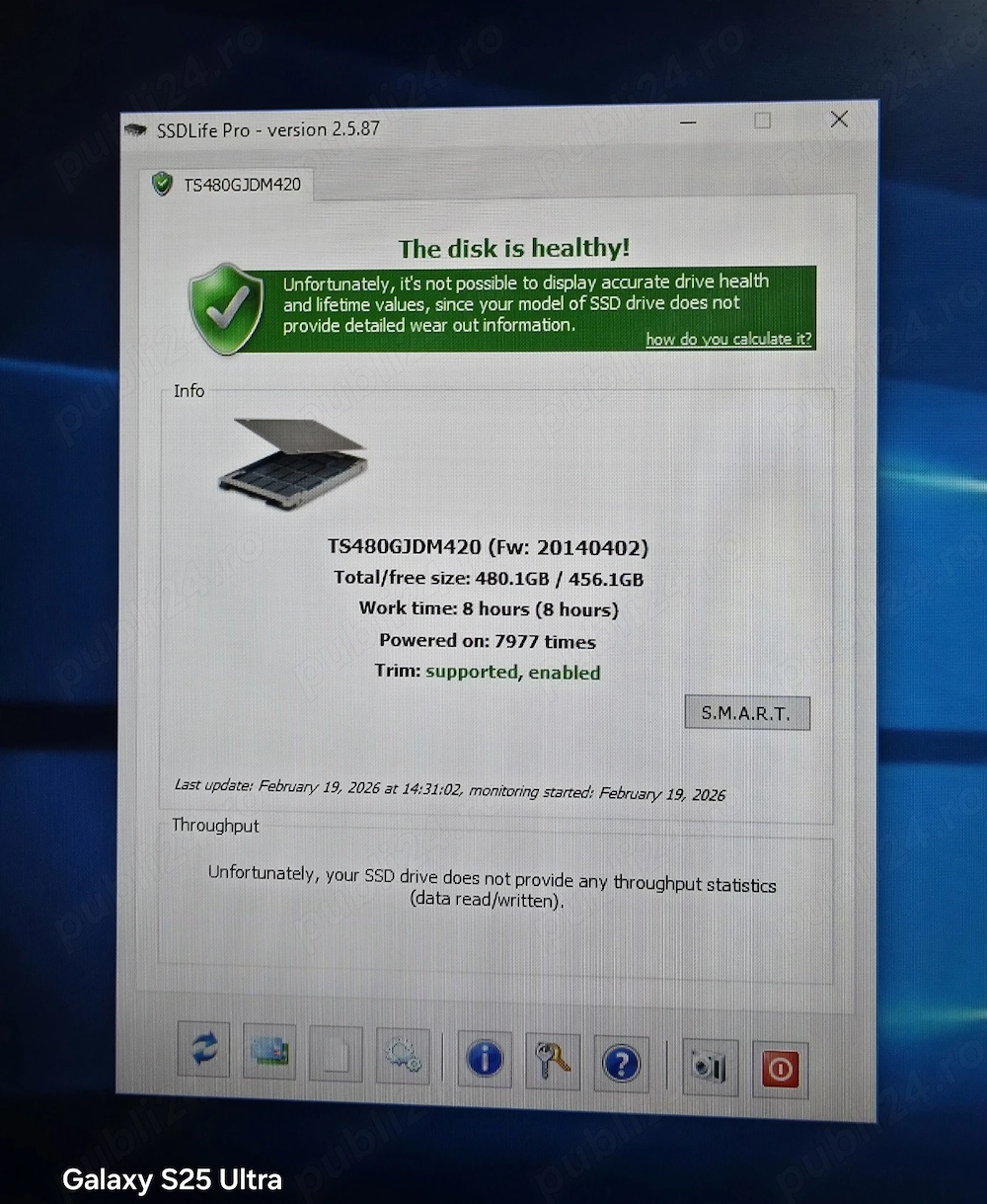 Vând solid state drive de 480gb, marcă transcend, folosit doar 8 ore se vinde cu probă funcționează 