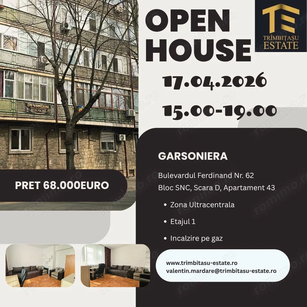 Garsonieră ultracentrală Constanța, etaj 1, mobilată