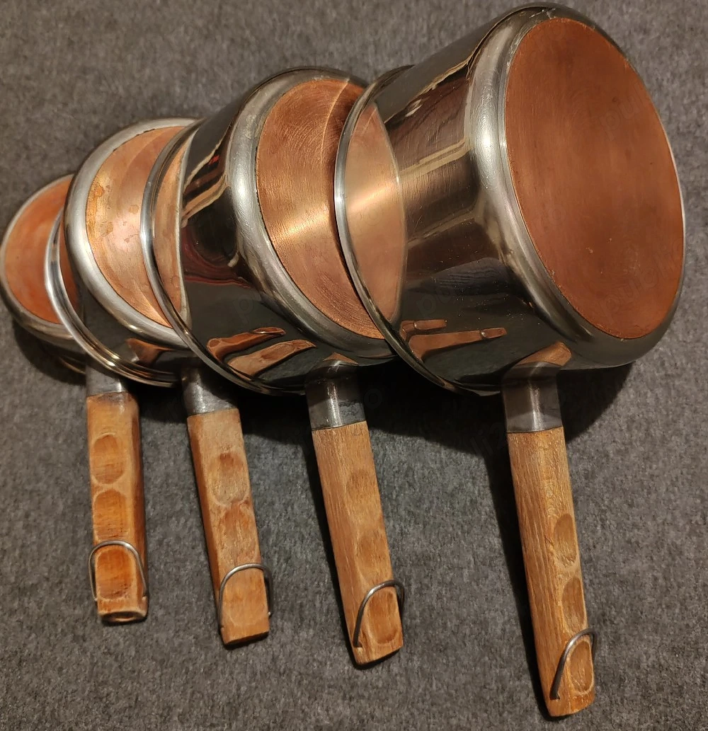 Set oale-tigăi-vase din inox cu baza din cupru