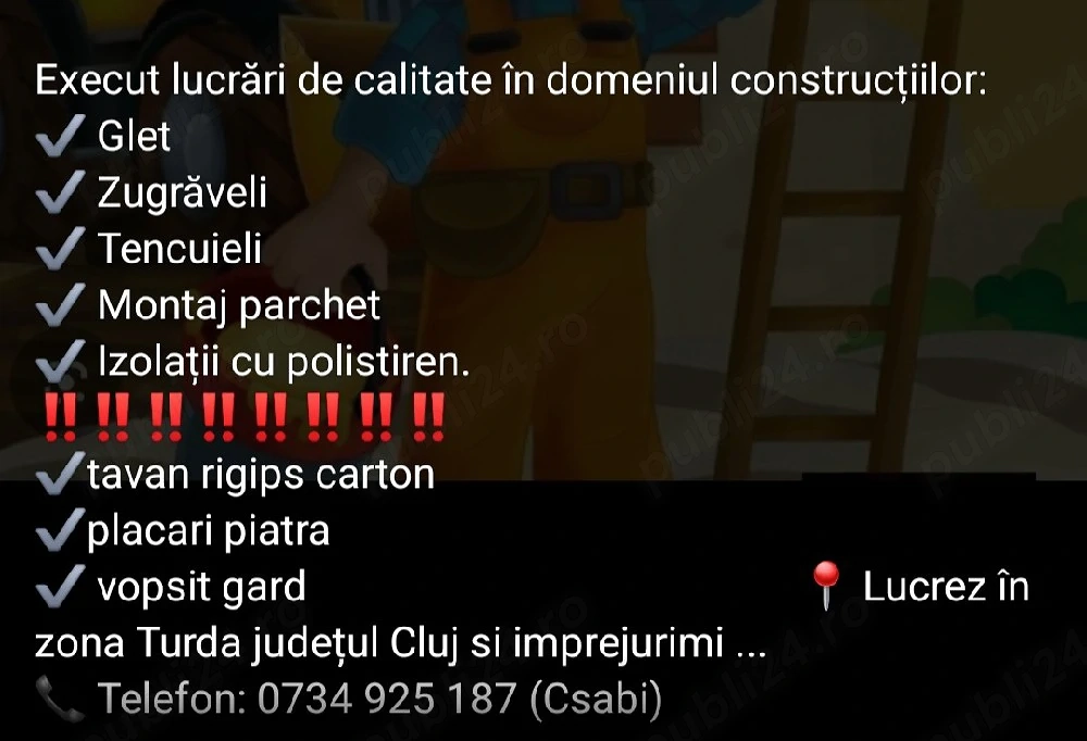 Prestez servicii in domneniul constructii
