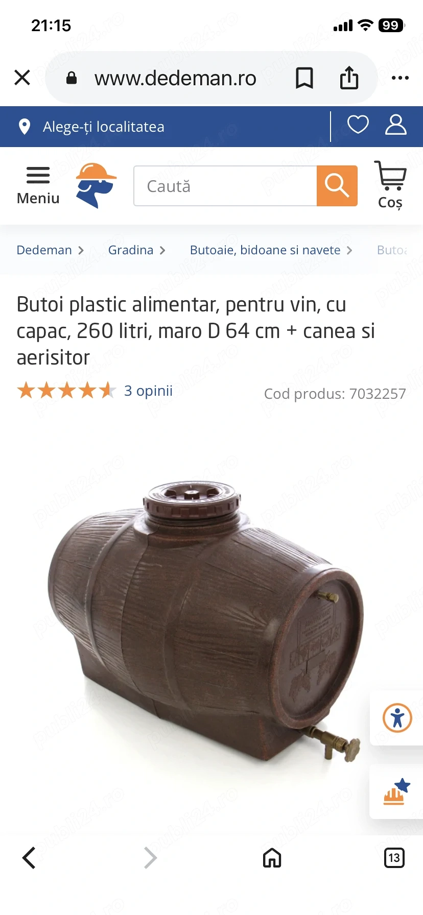 Butoi vin 260 litri