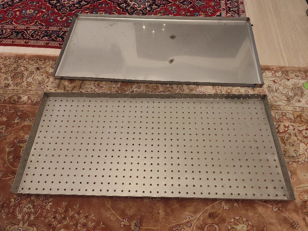 Tava inox cu gauri ,noua 1135 x 500 x 45 mm și tăviță scurgere