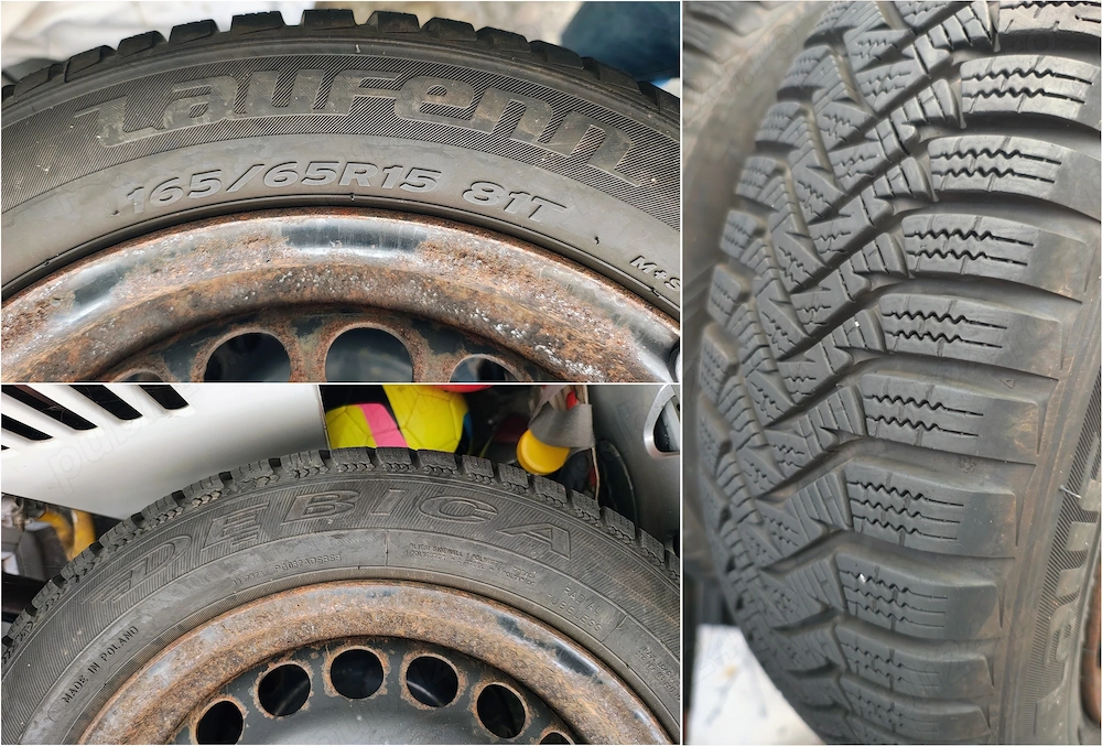 Set complet roți de iarnă 165 / 65 / 15, cauciucuri aproape noi