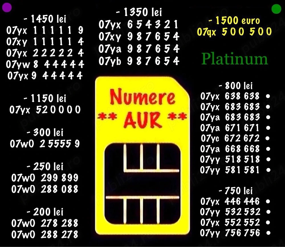 Numere Aur Gold Vip Numar Usor de Retinut