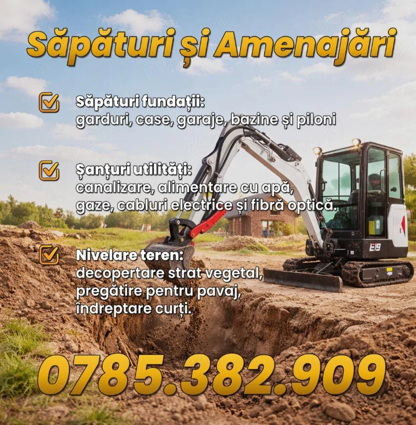sapaturi si amenajari. cu miniexcavator